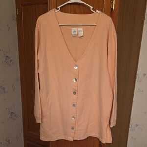 Peach Button-Up Women's Cardigan
